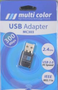 MULTICOLOR MC303 Wifi Adaptör 300Mbps Güçlü Çekim Gücü  NANO USB ADAPTÖR